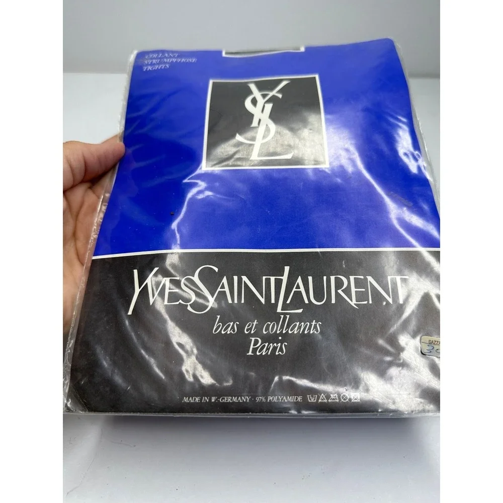 New YVES SAINT LAURENT Pantyhose Vintage Black Stockings‎ crystals Bling Paris